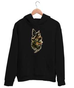 Fantastik Ürkütücü Zombi Siyah Unisex Kapşonlu Sweatshirt