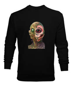 Fantezi Canavar Illustration Tasarım Korkunç Gözler Siyah Erkek Sweatshirt