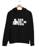 Far From U Siyah Unisex Kapşonlu Sweatshirt - Thumbnail