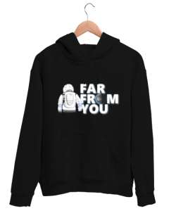 Far From U Siyah Unisex Kapşonlu Sweatshirt