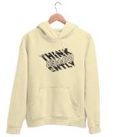 Farklı Düşün - Think Different Krem Unisex Kapşonlu Sweatshirt - Thumbnail