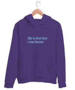 FASTER Mor Unisex Kapşonlu Sweatshirt