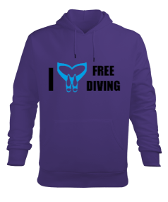 FD-06 Monofin Free Diving Love Erkek Kapüşonlu Hoodie Sweatshirt