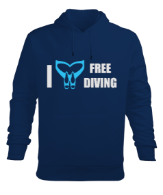 FD-06 Monofin Free Diving Love Erkek Kapüşonlu Hoodie Sweatshirt