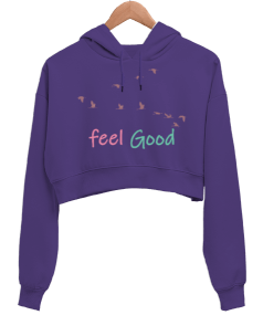 Feel Good Kadın Crop Hoodie Kapüşonlu Sweatshirt