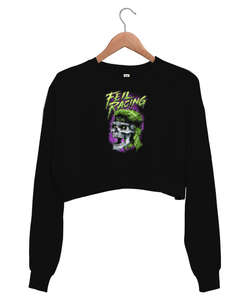 Feil Racing Siyah Kadın Crop Sweatshirt