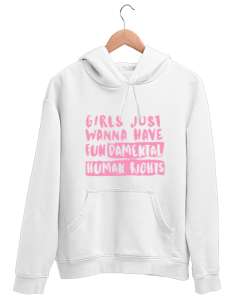 FEMİNİZM Beyaz Unisex Kapşonlu Sweatshirt