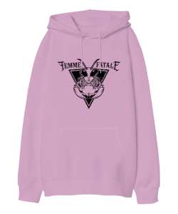 Femme Fatale Pembe Oversize Unisex Kapüşonlu Sweatshirt