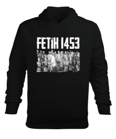 Fetih 1453 Istanbul Tasarım Baskılı Siyah Erkek Kapüşonlu Hoodie Sweatshirt