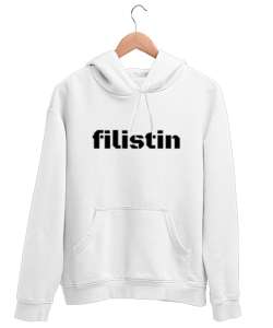 Filistin Beyaz Unisex Kapşonlu Sweatshirt