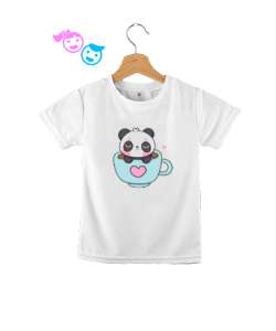 Fincanda panda baskılı Beyaz Çocuk Unisex