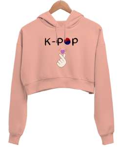 Finger Heart - K-POP Yavru Ağzı Kadın Crop Hoodie Kapüşonlu Sweatshirt