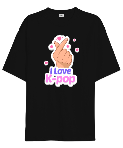 Finger Kpop Music - K-pop Siyah Oversize Unisex Tişört