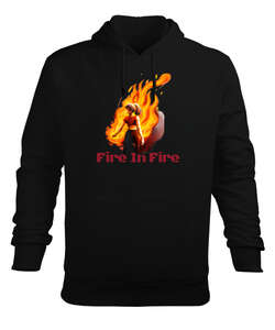 fire in fire woman Siyah Erkek Kapüşonlu Hoodie Sweatshirt