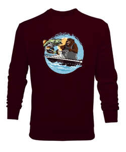 Fishing Bear Bordo Erkek Sweatshirt