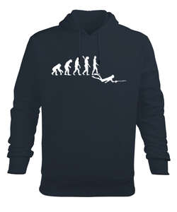 Fishing Evolution - Evrim- Füme Erkek Kapüşonlu Hoodie Sweatshirt