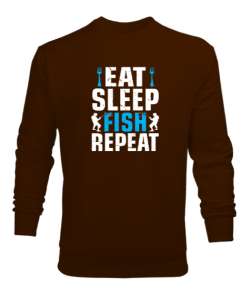 Fishing Routine - Balıkçı Rutin Kahverengi Erkek Sweatshirt