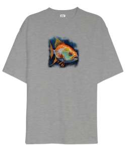 Fisho Gri Oversize Unisex Tişört