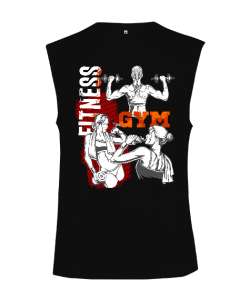 Fitness Girl GYM Vücut Geliştirme Bodybuilding Fitness Tasarım Siyah Kesik Kol Unisex Tişört