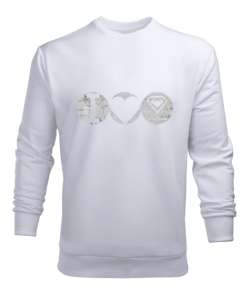 Fitness Gym Spor Salonu Seviyorum Beyaz Erkek Sweatshirt