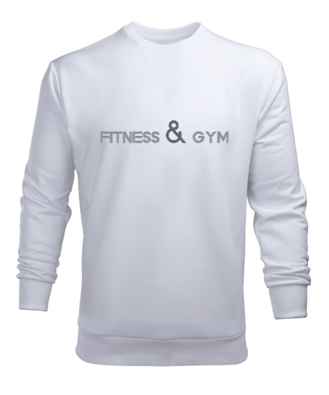 Tisho - Fitness Gym Spor Salonu Yazı Sanatı Beyaz Erkek Sweatshirt