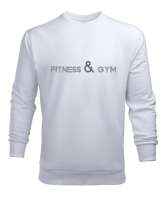 Fitness Gym Spor Salonu Yazı Sanatı Beyaz Erkek Sweatshirt - Thumbnail