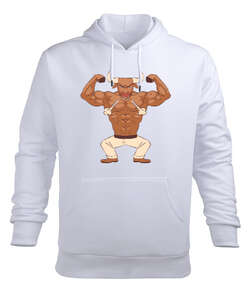 Fitness kaslı sinirli vücut geliştirme boğa Beyaz Erkek Kapüşonlu Hoodie Sweatshirt