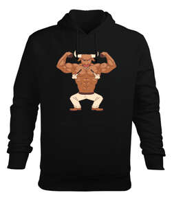 Fitness kaslı sinirli vücut geliştirme boğa Siyah Erkek Kapüşonlu Hoodie Sweatshirt