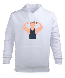 Fitness vücut geliştirme kaslı adam motivasyon Beyaz Erkek Kapüşonlu Hoodie Sweatshirt