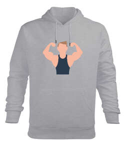 Fitness vücut geliştirme kaslı adam motivasyon Gri Erkek Kapüşonlu Hoodie Sweatshirt