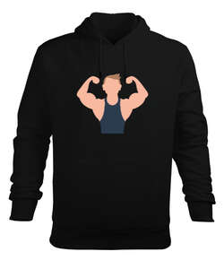 Fitness vücut geliştirme kaslı adam motivasyon Siyah Erkek Kapüşonlu Hoodie Sweatshirt