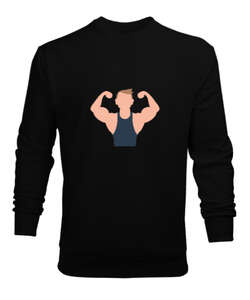 Fitness vücut geliştirme kaslı adam motivasyon Siyah Erkek Sweatshirt