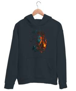 Flame Girl:Alev Alan kız Füme Unisex Kapşonlu Sweatshirt