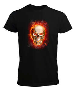 Flame Skull Siyah Erkek Tişört