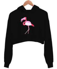 flamingo Kadın Crop Hoodie Kapüşonlu Sweatshirt