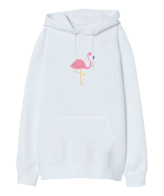 Flamingo Oversize Unisex Kapüşonlu Sweatshirt