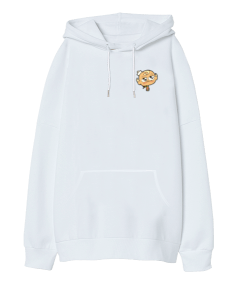 Flapjack Kulak Jack Beyaz Oversize Hoodie Oversize Unisex Kapüşonlu Sweatshirt