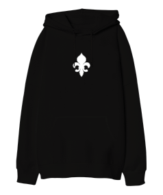 Fleur de lis Oversize Unisex Kapüşonlu Sweatshirt