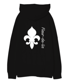 Fleur de lis Oversize Unisex Kapüşonlu Sweatshirt