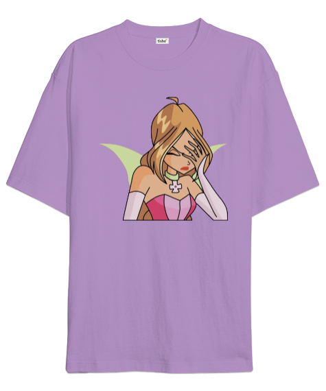 Flora peri winx club Lila Oversize Unisex Tişört