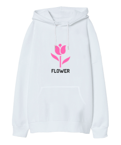 Flower Oversize Unisex Kapüşonlu Sweatshirt