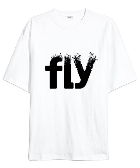 Fly Beyaz Oversize Unisex Tişört