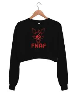 Fnaf - Freddy Nights Siyah Kadın Crop Sweatshirt