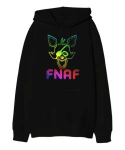 Fnaf - Freddy Nights Siyah Oversize Unisex Kapüşonlu Sweatshirt