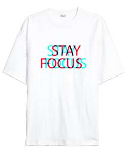 Focus Beyaz Oversize Unisex Tişört