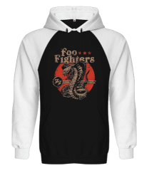 Foo Fighters Rock Tasarım Baskılı Siyah/Beyaz Orjinal Reglan Hoodie Unisex Sweatshirt