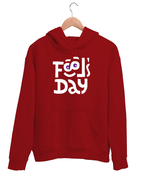 Tisho - Fools Day - Komik Bakışlar - 1 Nisan Kırmızı Unisex Kapşonlu Sweatshirt