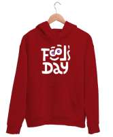 Fools Day - Komik Bakışlar - 1 Nisan Kırmızı Unisex Kapşonlu Sweatshirt - Thumbnail