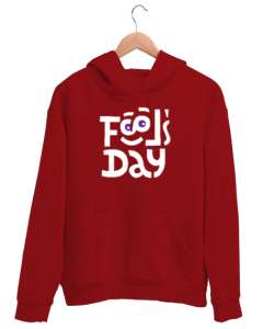 Fools Day - Komik Bakışlar - 1 Nisan Kırmızı Unisex Kapşonlu Sweatshirt