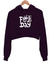 Fools Day - Komik Bakışlar - 1 Nisan Koyu Mor Kadın Crop Hoodie Kapüşonlu Sweatshirt - Thumbnail